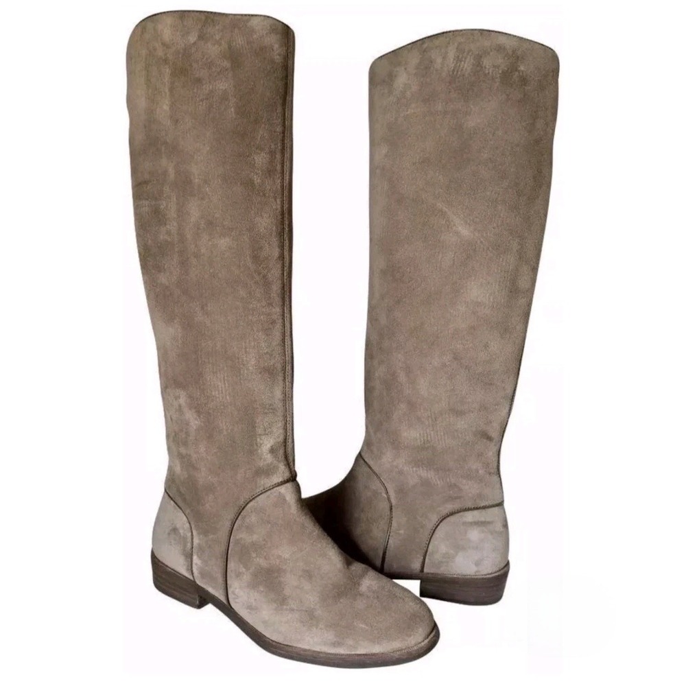 UGG Gracen Suede Knee-High Tall Boots Taupe Brown Side Zip Flat Heel 1017344 8